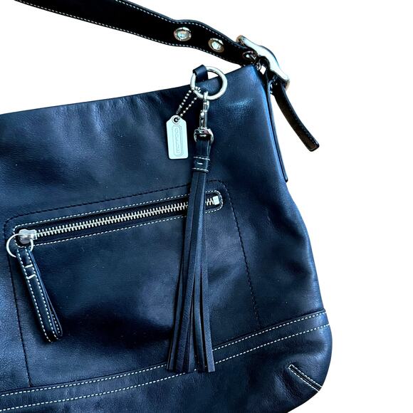 Coach 1415 Soho Slim Y2k Black Leather Hobo Fringe Tasseled Shoulder Bag - Picture 6 of 14